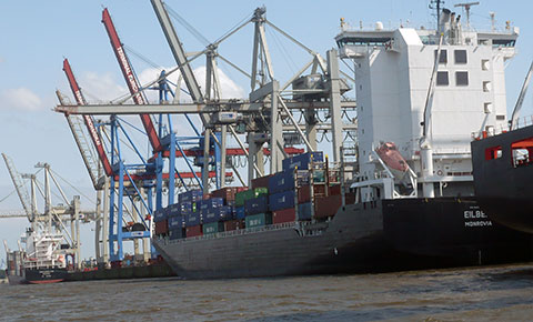 Hochseeschiffe im Hamburger Hafen